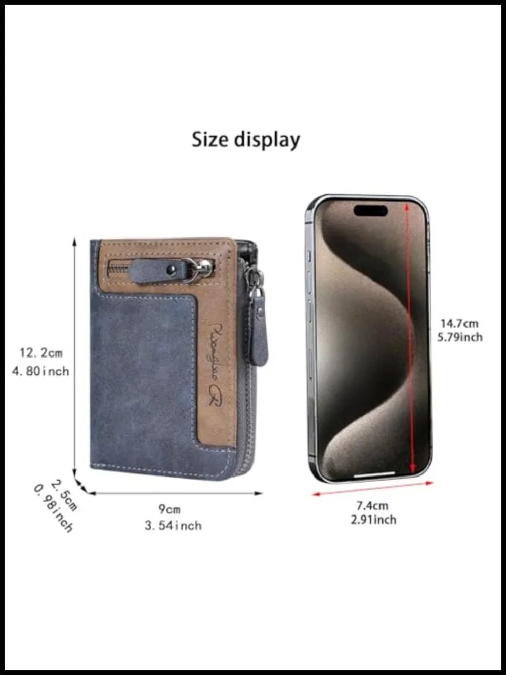 Men's Bifold Zipper Wallet Vintage Patchwork Card Holder with Coin Pocket